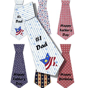 Conjuntos de etiquetas de corbata para papá, etiquetas patrióticas para el Día del Padre, etiquetas patrióticas para cumpleaños, digitales e imprimibles, descarga instantánea, suministros para manualidades, rojo, azul