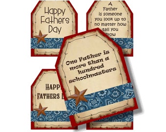 Afdrukbare Happy Fathers Day-tag Western-tag Dad-tag Cowboy Fathers Day-tag Happy Fathers Day afdrukbaar, western cadeau-tag, knutselbenodigdheden