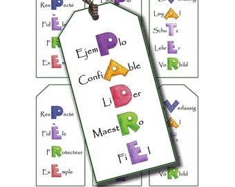 Padre, vader, Frans, Duits Tags voor Vaderdag, tags verjaardagscadeau, digitale afdrukbare, Instant Download, vadertags in vreemde talen