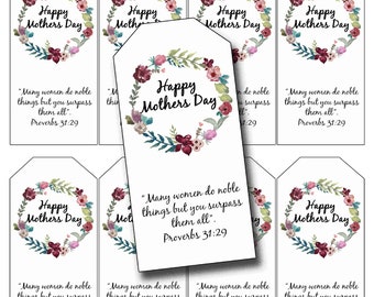 Mothers Day Tags, Editable & Printable Gift Tags, Digital, Instant Download, women's ministry tags, Floral, Proverbs custom order