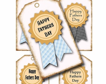 Happy Fathers Day-tags, afdrukbare badgetag, Happy Fathers Day-cadeautags vaderdagkaarten scrapbookingateliers benodigdheden digitale downloads