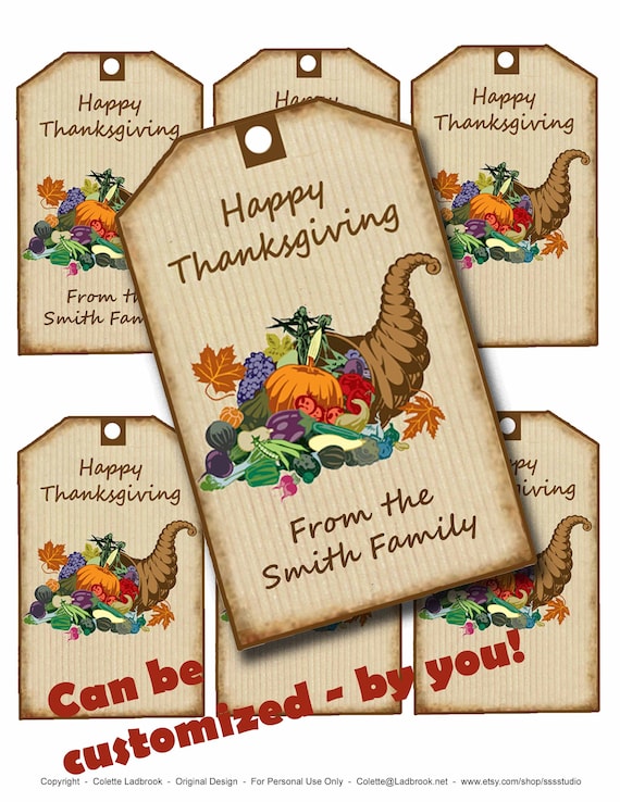 Thanksgiving Gift Tags Printable Gift Tag Customized Tag Etsy