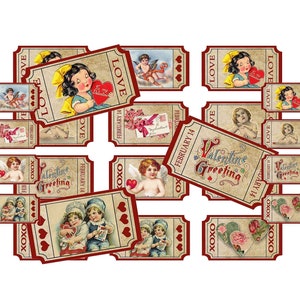 Liebeskarten, druckbare Valentinsgrüße, digitales Valentinshandwerk, Karten, Scrapbook Clip Art, Collagen, Valentinstag Lieferungen, digitaler Download