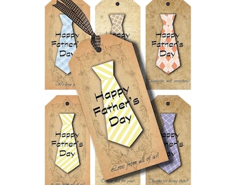 Cadeaukaartjes stropdas voor papa, Happy Fathers Day-tags, digitale en afdrukbare tags, direct downloaden, stropdassen voor papa, afdrukbare benodigdheden voor vaderdag