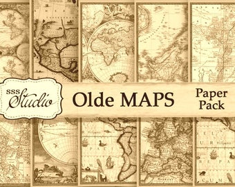 Antique Maps digital paper, Vintage Maps digital download, scrapbook paper, printable map paper, digital collage, background paper, Maps
