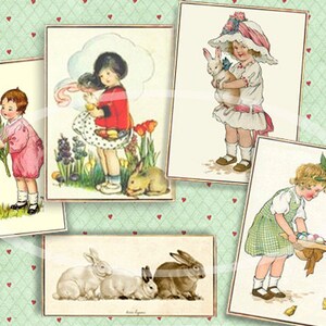 Vintage Osterkarten, digitale Osterkarten, Hase Geschenkanhänger, druckbare DIY Osterhase Karten, Ostern Korb Tags Scrapbook Clip Art Collage
