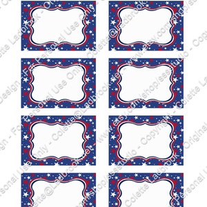 Patriotic Name Tags 4th of July tags Patriotic labels Instant Download Printable Labels, Red White and Blue, Military name tags, picnic image 5