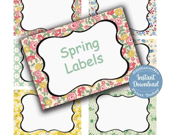 Digitale lentelabels, afdrukbare naamkaartjes, plaatskaarten Pasen, feestartikelen, klaslokaallabels, bloemenlabels, knutselen Pasen, tuinlabel