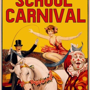 Affiche de carnaval d'école, le nom de votre école, affiche de cirque personnalisée, thème du cirque, clown, décoration de carnaval personnalisée, cirque à imprimer pour un événement scolaire image 3