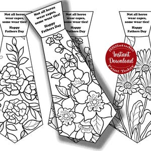 Färbung Papa Krawatte Tag mit Blumen, digitaler Download Vatertag Kirche Geschenkanhänger, Schriftkarten, Vatertagskrawatte, Geburtstagstag bedruckbar