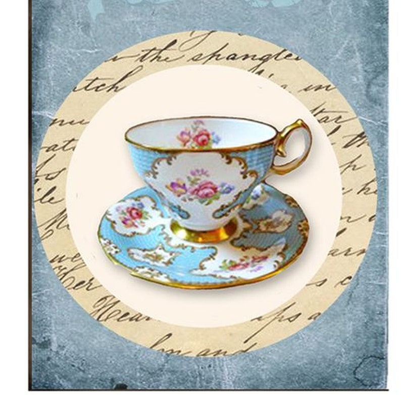 Tea Bag Tags, Vintage Party Favors, Digital Download, Printable Gift Tags, Tea printables, Tea Party Tags, Colorful Tea Cups, Teabag Tags image 5