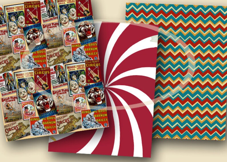  Circus Paper  Digital Instant Download Printable Scrapbook 