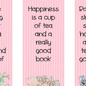 Tea Party Bookmarks Digital Tea Party Favor, Pink Bookmarks, DIY Bookmark, craft supplies, Pink shower favor, tea cups, digital download image 5