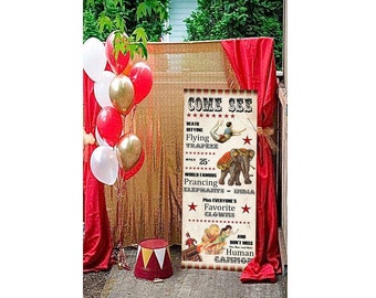 Jumbo 2'x5 Circus Party Poster, School Carnival, Big Top Poster, Carnival Poster, Elephant, Instant Download, Circus Birthday decor, Digital