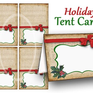 Holiday place cards, printable Food Tent Cards, Holiday party supplies, Christmas Place Cards, Buffet Labels, Instant Download, Christmas
