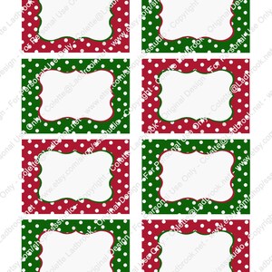 Red and Green Printable Tags, Labels, Holiday Name Tags, Party Labels, Christmas Labels, Digital ...