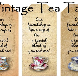 Tea Party Tags Vintage Gift Tags Tea Party Favors Tea - Etsy