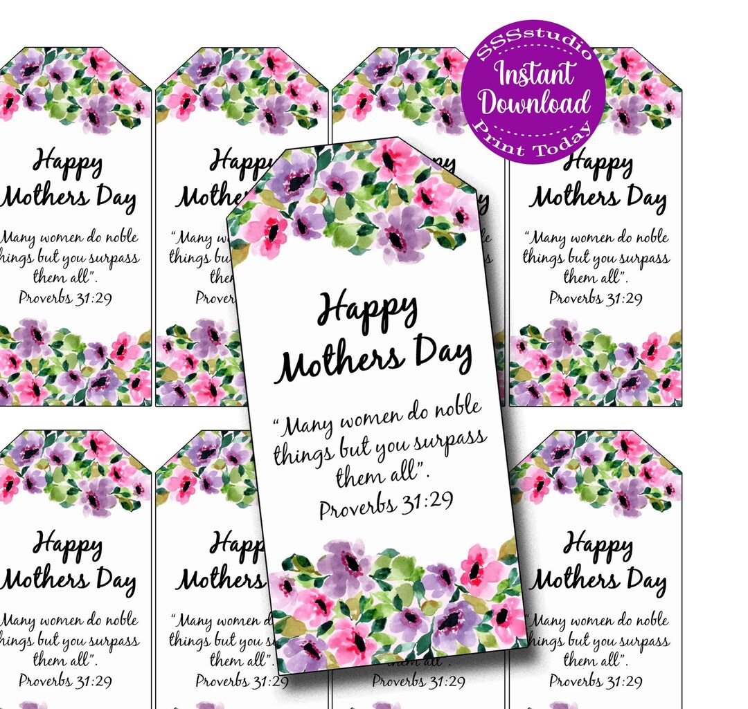 Mothers Day Tags, Printable Gift Tags, Digital Tags, Instant Download ...