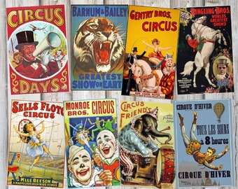 8 Jumbo 6'x8' Vintage Circus Posters, Digital Files, Big Top Posters