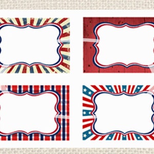Patriotic Name Tags 4th of July tags Patriotic labels Instant Download Printable Labels, Red White and Blue, Military name tags, picnic image 2