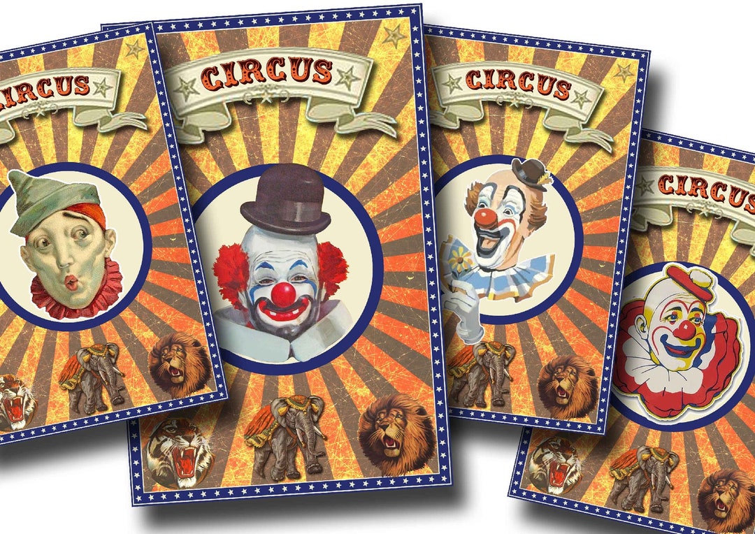 大型ヴィンテージピエロポスター デジタルサーカスポスター、ショー