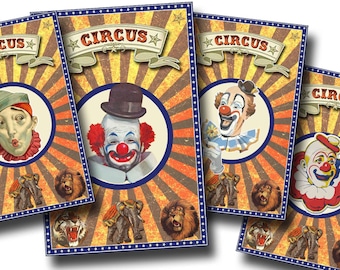 Large Vintage Clown Posters Digital Circus Posters, Showman Party, Carnival Banners, Birthday Big Top Posters, Circus Party Decor, Schools