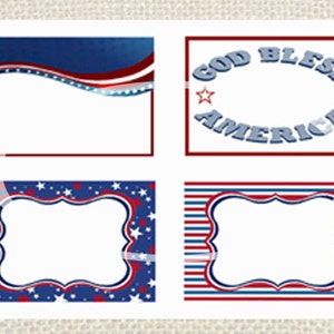 Patriotic Name Tags 4th of July tags Patriotic labels Instant Download Printable Labels, Red White and Blue, Military name tags, picnic image 3