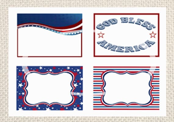 Patriotic Name Tags 4th of July tags Patriotic labels Instant Download Printable Labels, Red ...