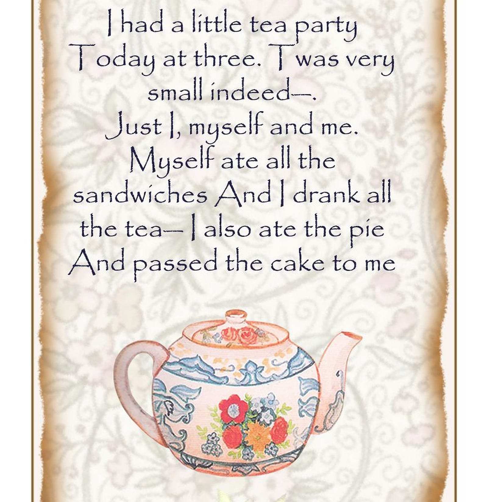 Tea Party Tags High Tea Poem Tag Printable Gift Tags Tea Etsy
