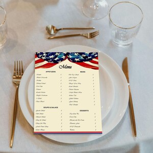 Modello modificabile patriottico 8x10, menu patriottico, carta intestata, elenco, documento incorniciato, aeronautica militare, giorno della bandiera, giorno della memoria, 4 luglio, rosso, festa