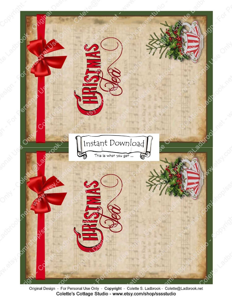 Christmas Tea Invitation Printable Download Holiday Party - Etsy