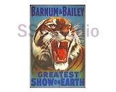 Digital Large Vintage (1916) Circus Tiger Poster up to 4 Ft X 6 Ft