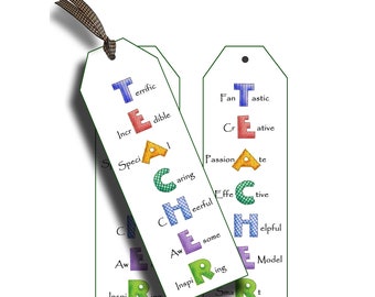 Teacher bookmarks, teacher appreciation tags, Printable back to school, Instant Download, colorful teachers gifts, digital bookmarks