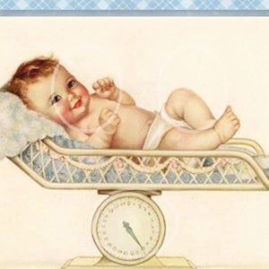 Baby Boy Print, Digital Baby Gift Tag, Baby Shower tag, Vintage Baby Collage,Scrapbook clipart, craft supplies, DIY Baby Shower blue image