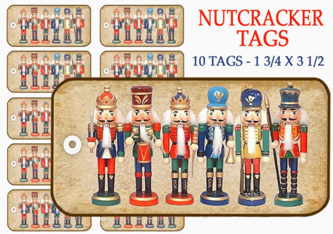 Nutcrackers Gift Tags, Holiday Gift Tags Digital Christmas Gift Tags ...