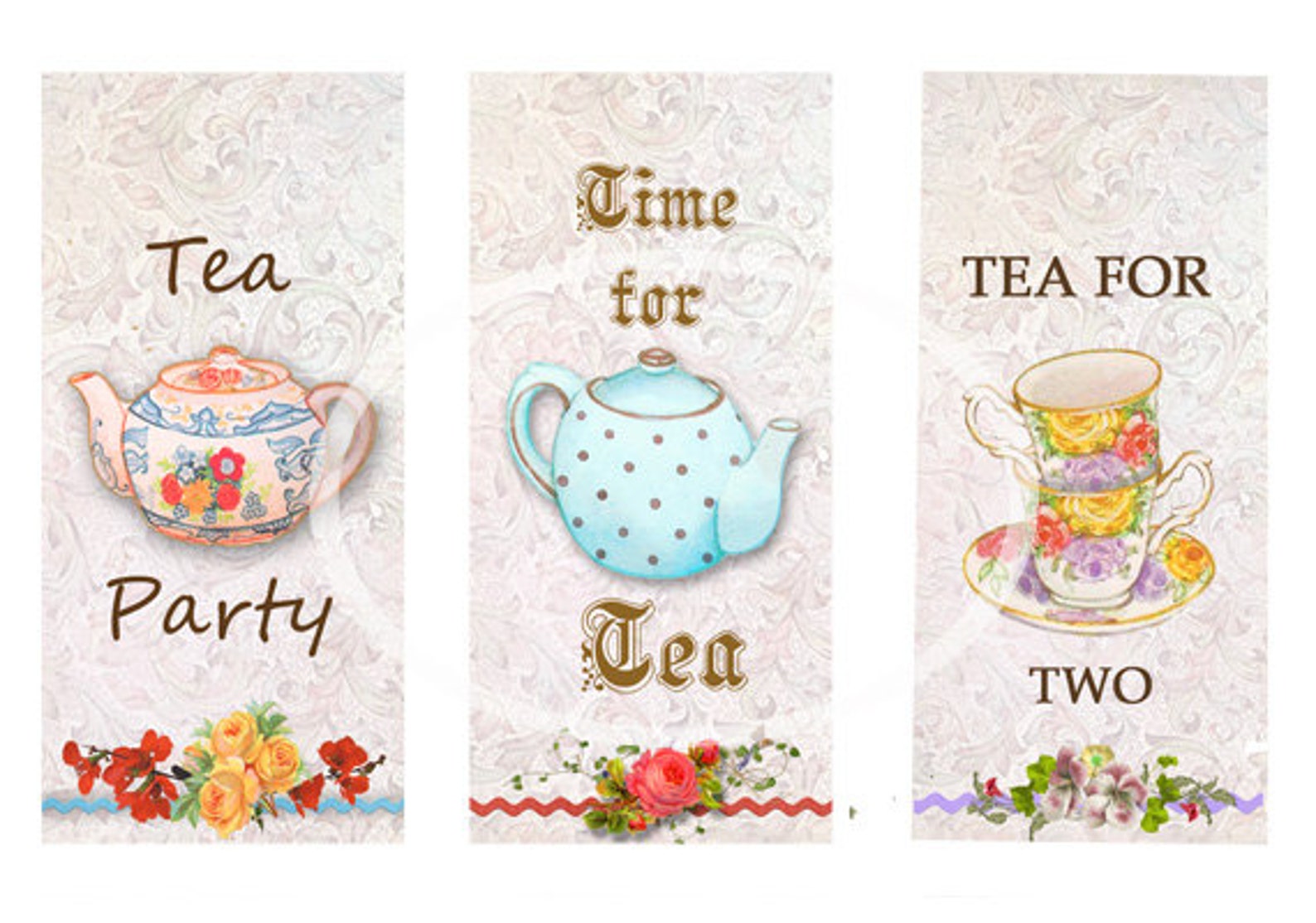 Tea Party Tags Tea Pots Instant Download Printable gift Etsy