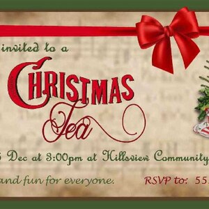 Christmas Tea Invitation Printable Download Holiday Party Invitation ...