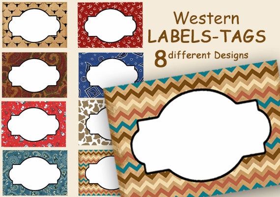 Western Labels Digital Food Labels cowboy Party Labels southwestern Printable Gift Tags party Place Cards Name Tags Craft Supplies birthday