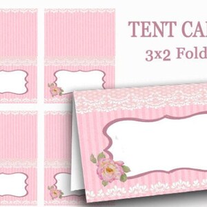PINK Tent Cards, Digital Food Label, Pink Name Tags, Valentine Tea ...