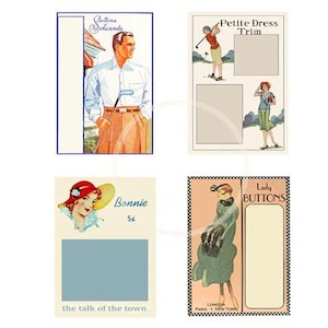 Vintage knopkaarten Digitale afdrukbare pdf, cadeaulabels naaien, knutselbenodigdheden, collage, vintage labels, knop ambachtelijke aanbod direct downloaden