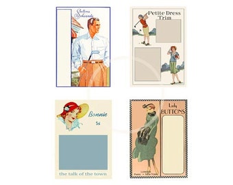 Vintage Button Cards Digital  Printable PDF,  sewing gift tags, craft supplies, collage, vintage tags, button craft supply  Instant Download