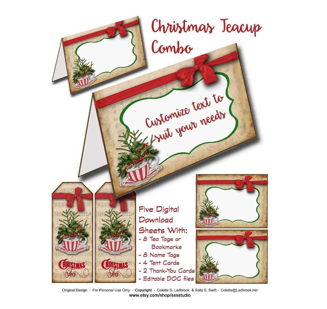 Christmas Tea Party Set Instant Digital Downloads Holiday Tea - Etsy Canada
