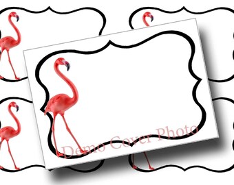 Flamingolabels, afdrukbare tags Digitale labels, afdrukbare naamkaartjes, ronde lijst. Plaatskaarten, cadeaukaartjes, lijsten, flamingofeestdecor, doe-het-zelf