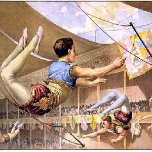 Up to 2&#39;x3&#39; Vintage Circus Poster, Trapeze Artists, Party or Carnival Banner, Large Digital Poster, Birthday Party, Carnival Poster, Big Top