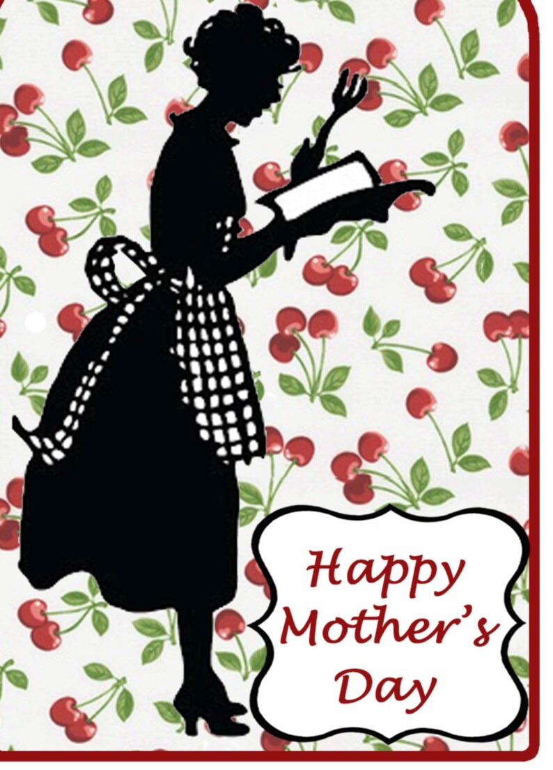 Mothers Day Red Cherries Tag Set Printable Gingham Instant Digital Download Gift Tags Vintage Mothers Day Retro Kitchen