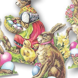 Easter Rabbit Clip-art, Digital Download  Eggs, Rabbits Collage, Easter scrapbook, Vintage Rabbits digital eggs decor, Easter Rabbit Baskets