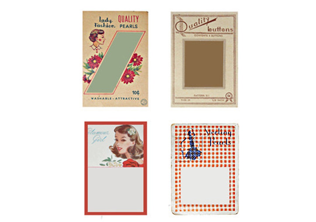 Vintage Button Card Graphics, Instant Download, Digital JPEG File ...