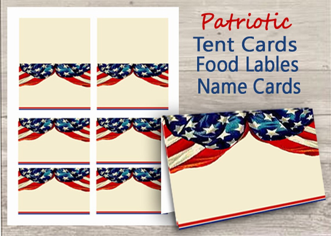 Patriotic Name Tags Editable Digital Place Cards Printable - Etsy