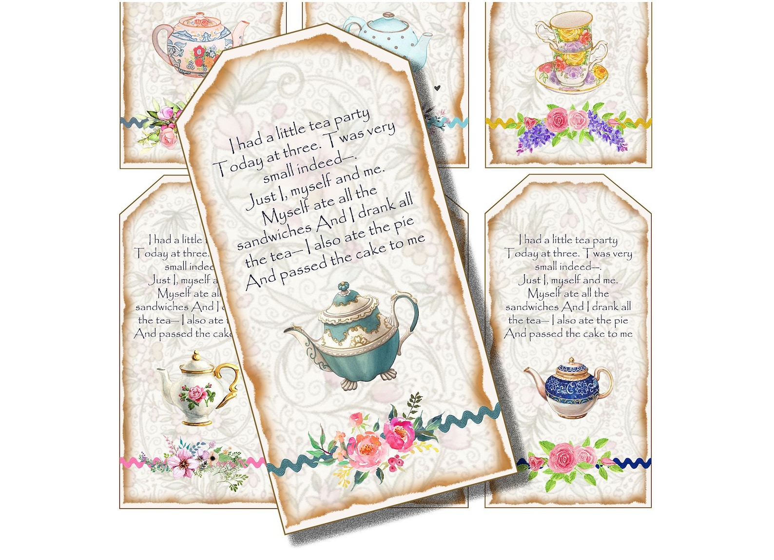 Tea Party Tags Instant Download Printable Gift Tags Tea Etsy