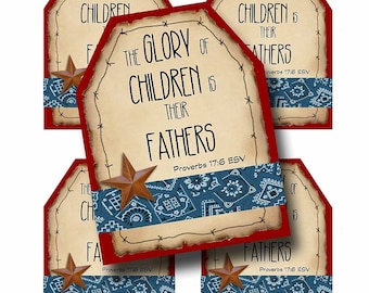 Western Fathers Day Tag Afdrukbaar cadeaulabel Christian Fathers Day Card, ambachtelijke benodigdheden, kerkvaders dag schrift afdrukbare aangepaste digitale